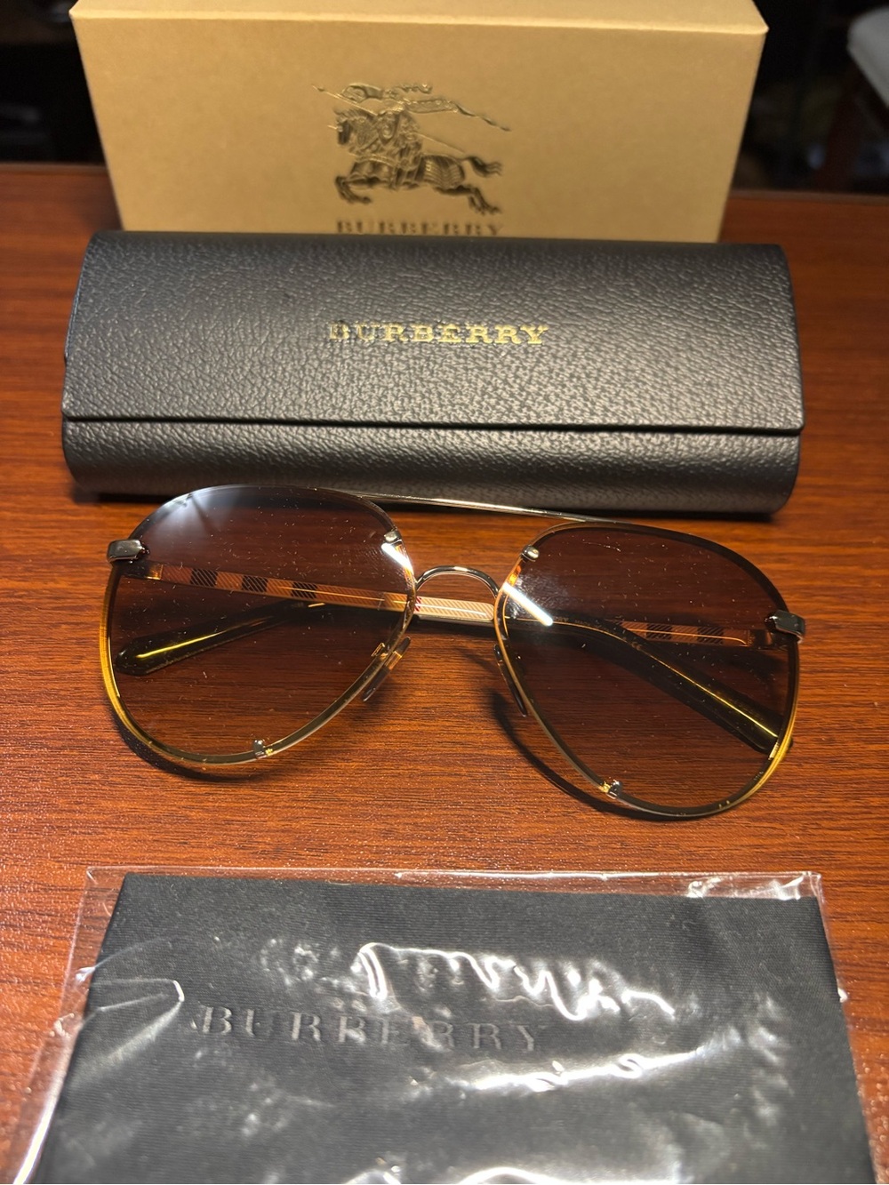 Burberry Brown Gradient Aviator Sunglasses